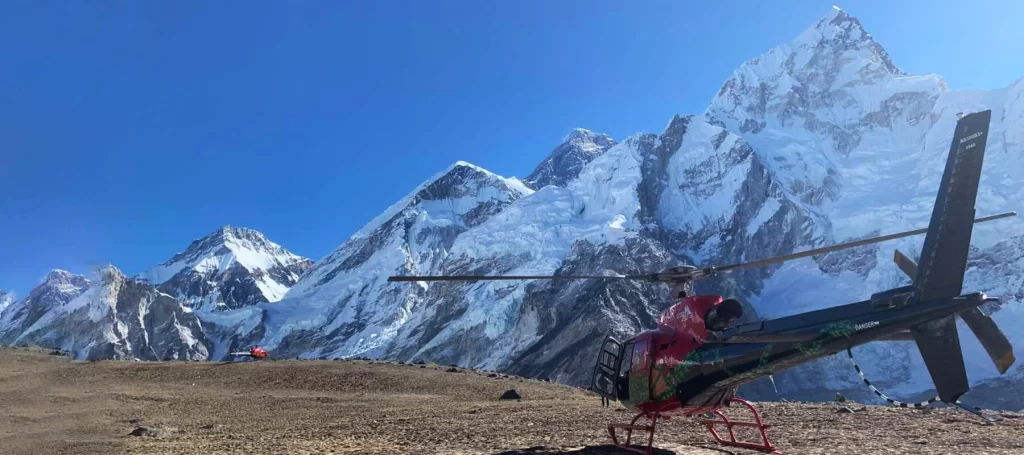Everest base camp helicopter tour width landing